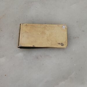 Vintage Gold Tone Money Clip with Single Crystal Accent